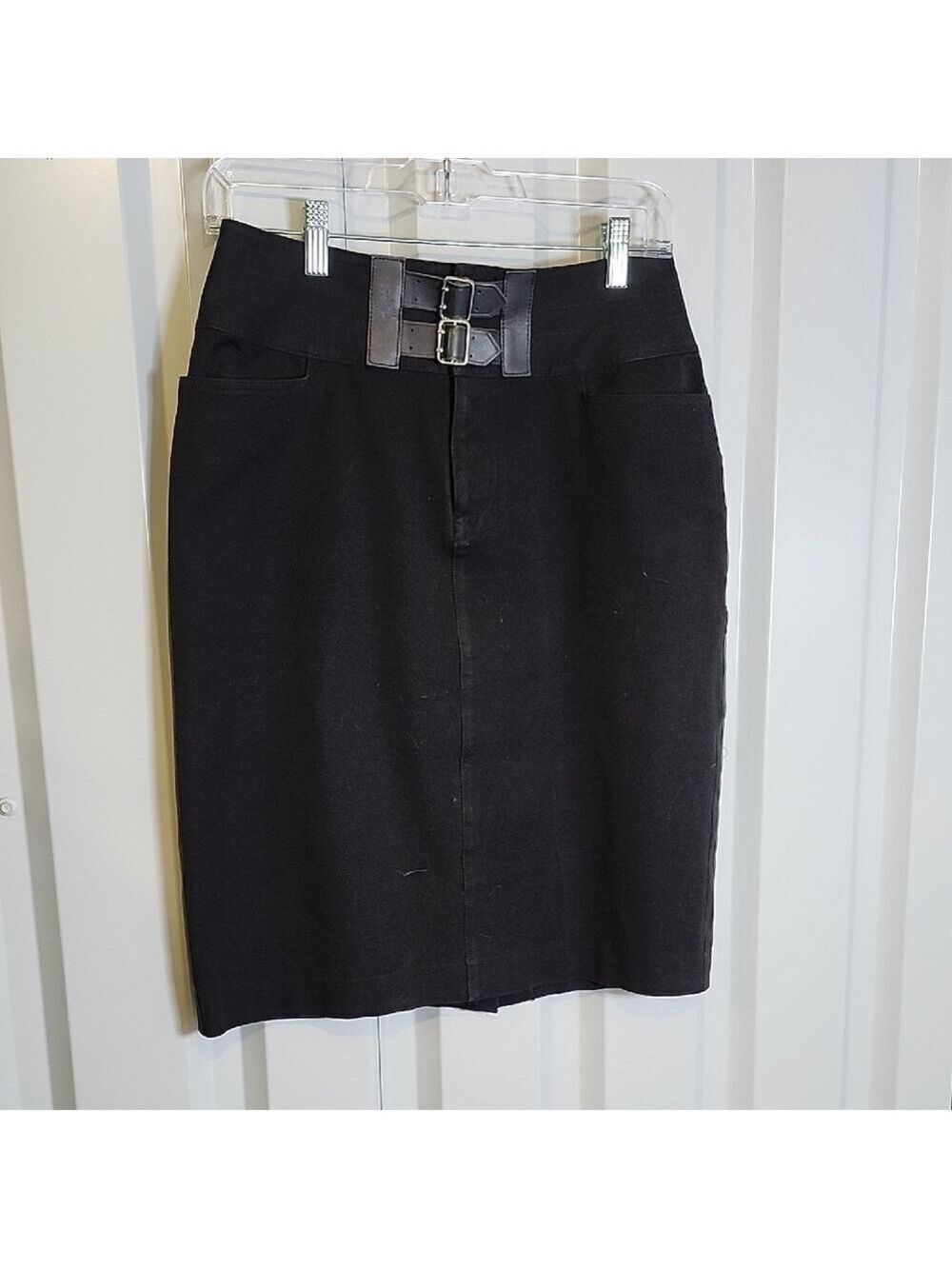 Lauren Ralph Lauren Women's Black Stretch Denim Pencil Skirt with Belt Size 4